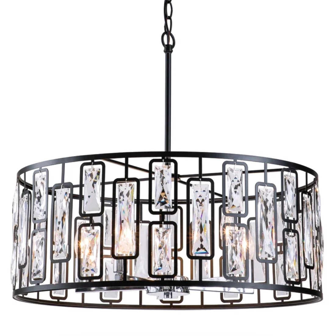 5-Light Candle Style Drum Chandelier With Crystal Accents - Image 0