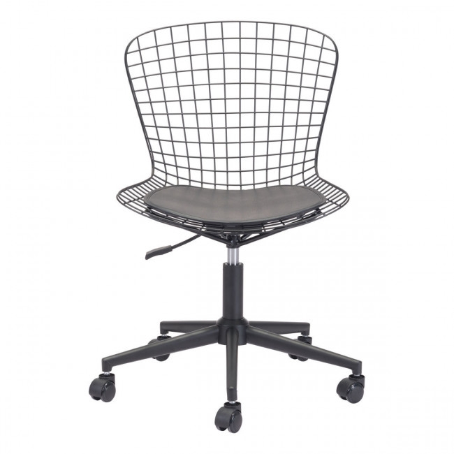 Wire Office Chair Black w/ Black Cushion - Image 2