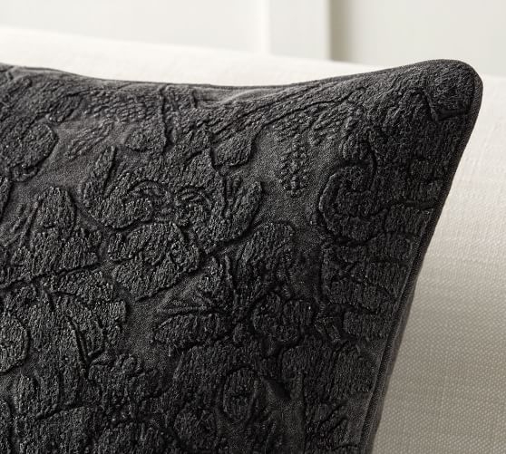 AKIRA EMBROIDERED PILLOW COVER, Charcoal - Image 1