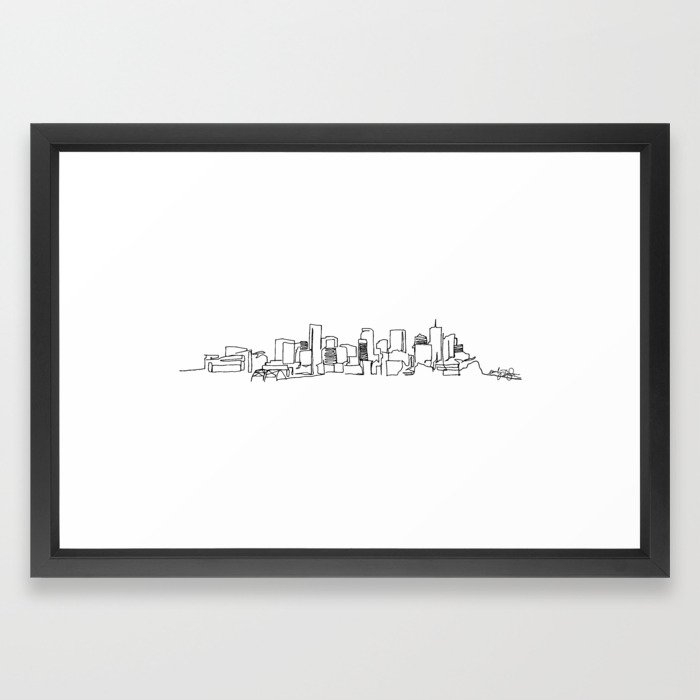 Denver Skyline Drawing, Vector Black Frame - Image 0