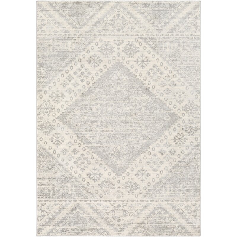 Swaney Global-Inspired Gray/Silver Gray Area Rug - Image 1