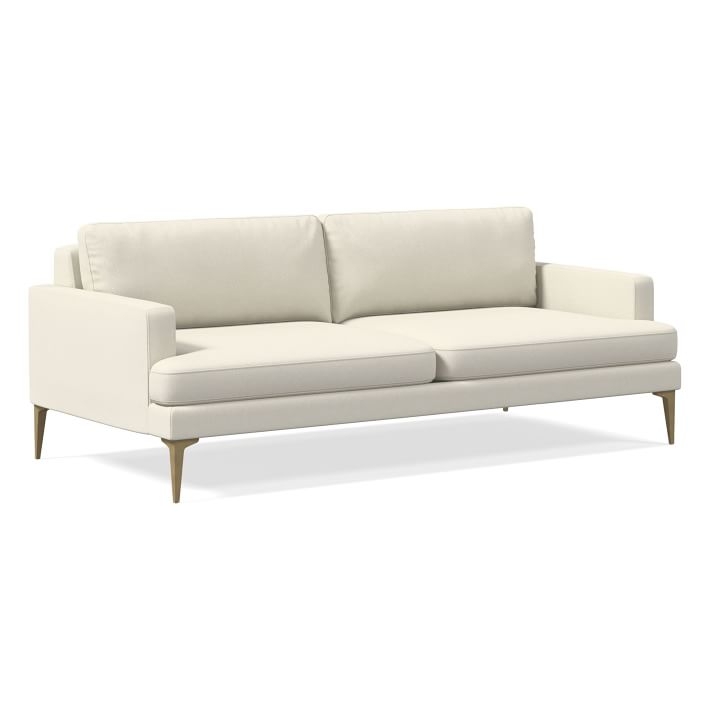 Andes Grand Sofa, Luxe Boucle, Stone White, Blackened Brass - Image 0