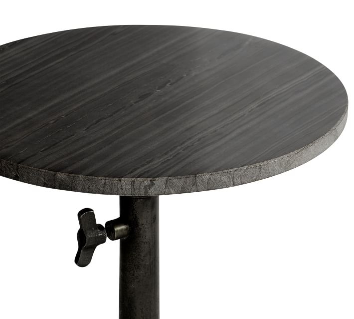 Melvin Round Marble Adjustable Accent Table, Ebony - Image 1