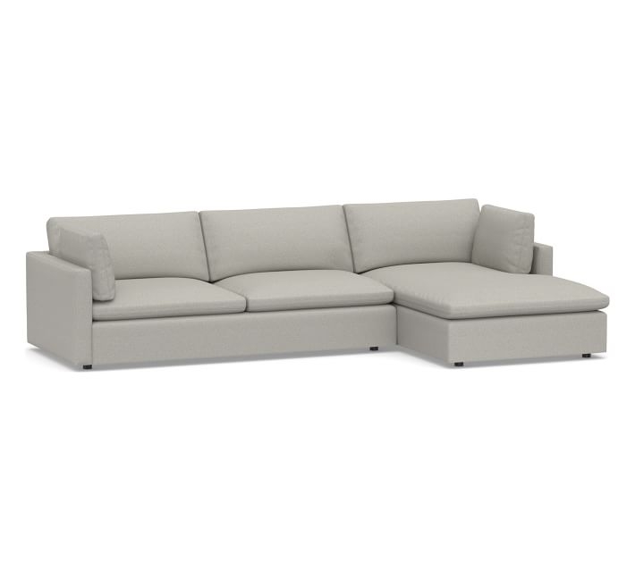 Bolinas Upholstered Left Arm Sofa with Chaise Sectional, Down Blend Wrapped Cushions, Performance Boucle Pebble - Image 0