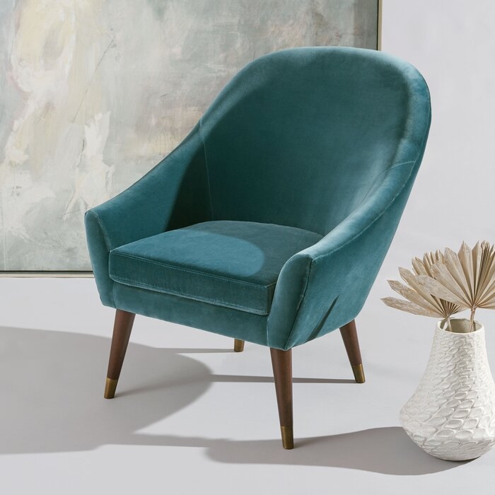Camila 30.3" W Faux Leather Armchair / Dark teal - Image 0