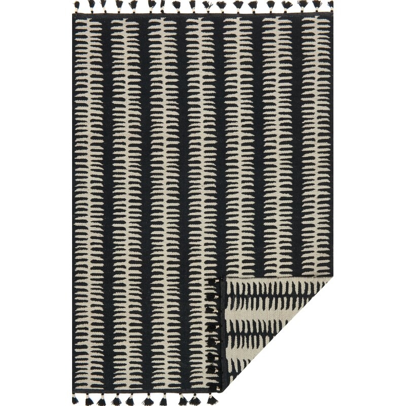 Kahelo Hand-Woven Black/Gray Area Rug Rug Size: Rectangle 5' x 7'6" - Image 0