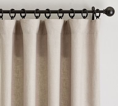 Classic Belgian Flax Linen Drape, Cotton Lining, 50 x 96", Dark Flax - Image 0