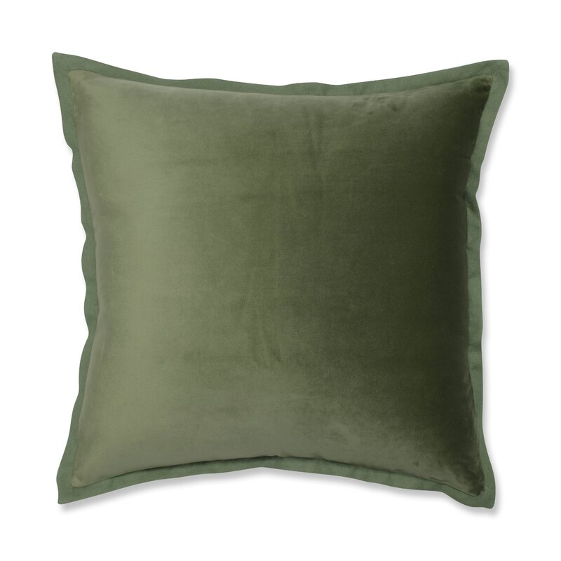 Green Lancashire Flange Loden Velvet Down Blend 18" Throw Pillow - Image 0