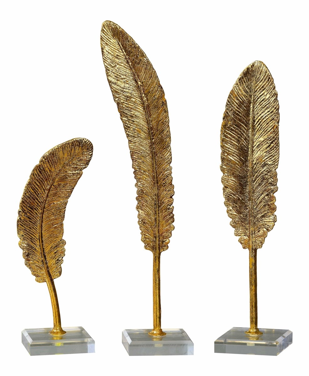 Feathers Gold Sculpture S/3 - Image 0