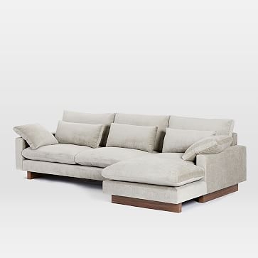 Harmony Sectional Set 01: Left Arm 2.5 Seater Sofa, Right Arm Chaise, Distressed Velvet, Olive, Dark Walnut, Down - Image 3