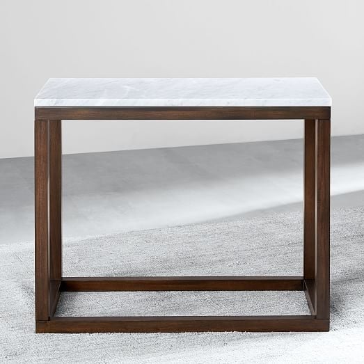 Wood Frame Side Table, Dark Mineral/Marble - Image 5