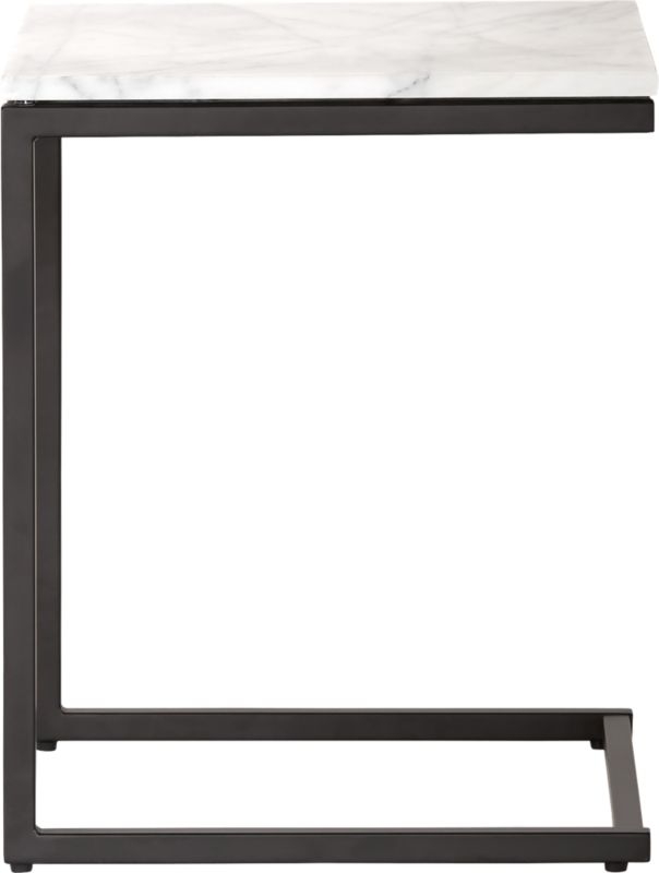 Smart Black C Table with White Marble Top - Image 1