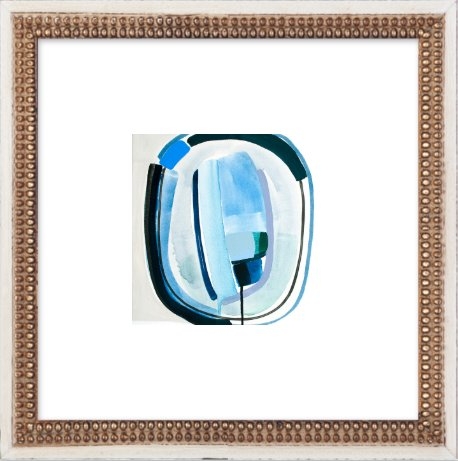 Blue Eyes II - 14x14" - Distressed Cream Double Bead Wood Frame with Matte - Image 0