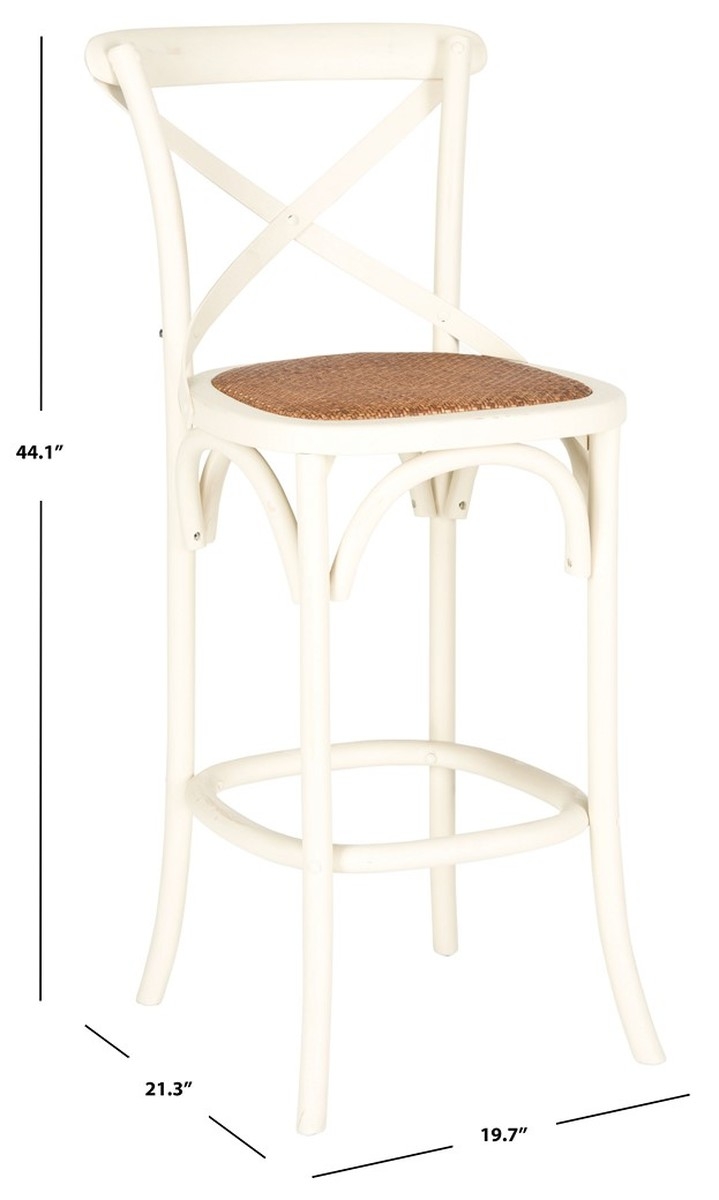 Franklin Bar Stool - Antique White - Safavieh - Image 3