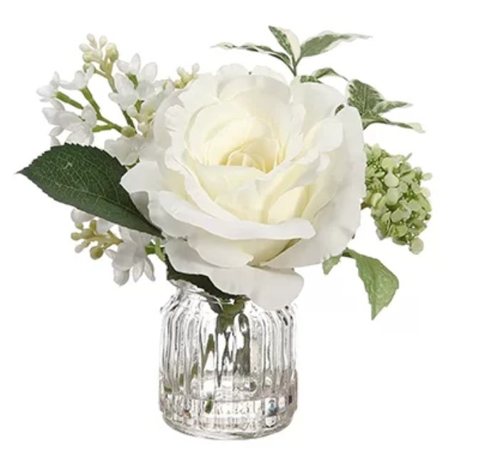 Rose and Lilac Floral Arrangement in Vase - Back in stock December 2018 - Image 0