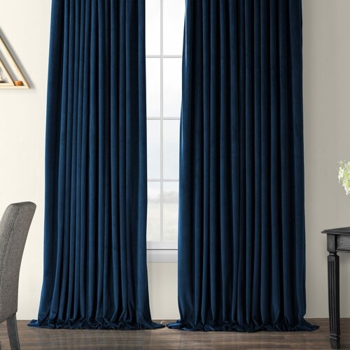 Rhinehart Solid Max Blackout Thermal Tab Top Single Curtain Panel- MIDNIGHT BLUE 100" x 108" - Image 1