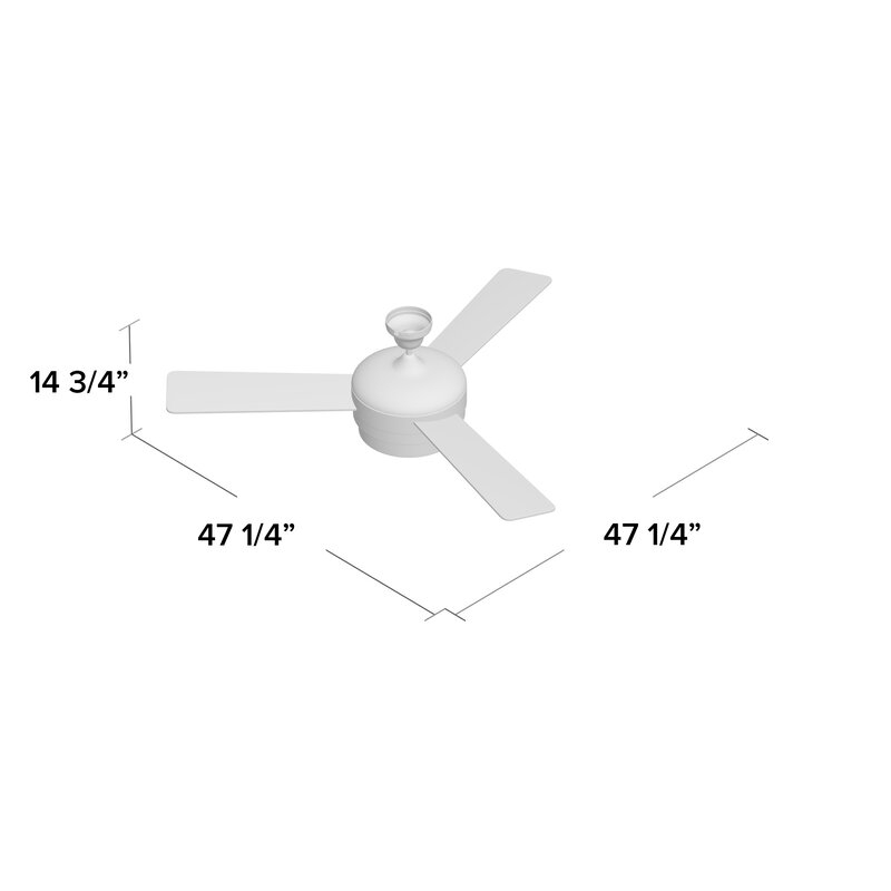 48" Vogt 3 - Blade Propeller Ceiling Fan with Remote Control and Light Kit Included - Image 2