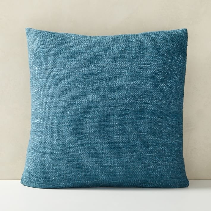 Silk Handloomed Pillow Cover , 20"x20", Blue Teal - Image 0