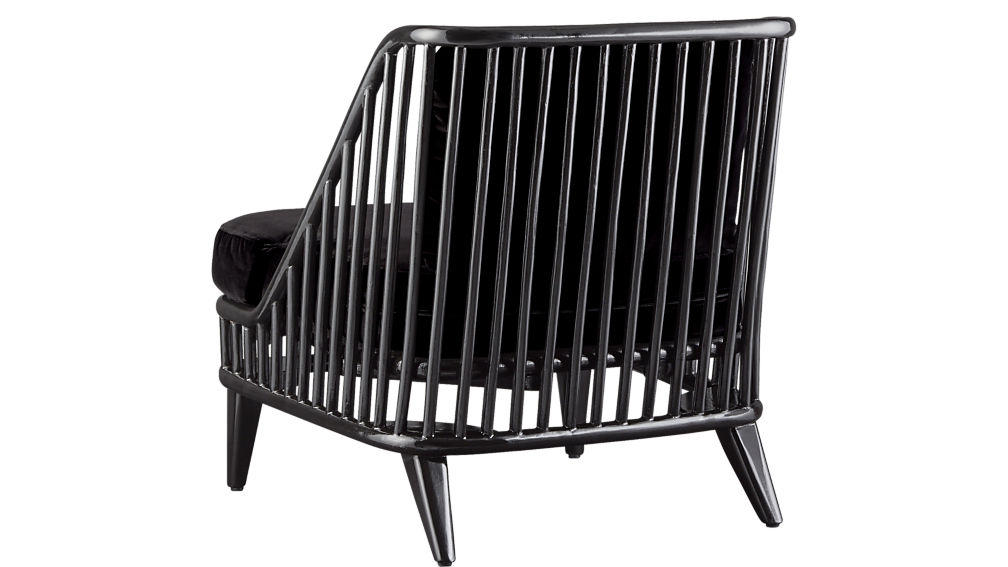 kaya black rattan chair with velvet cushions - Image 3