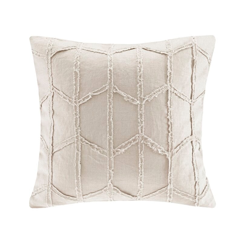 Frayed Geo Linen Throw Pillow - Image 0