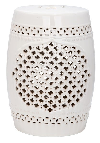 Quatrefoil Garden Stool - Cream - Safavieh - Image 0