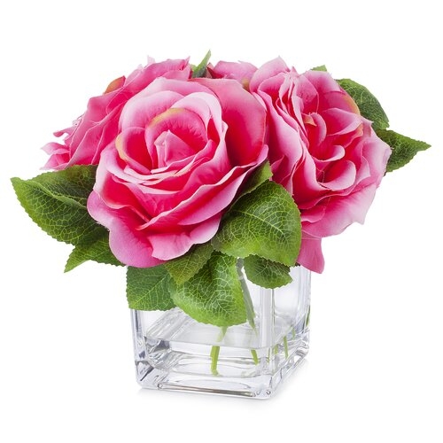 Velvet Roses Floral Arrangement in Vase - Image 0