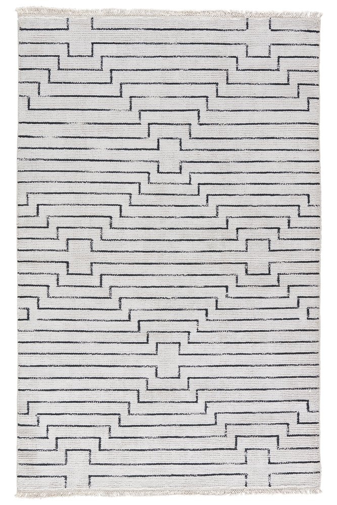 Alloy Handmade Geometric White/ Black Area Rug 5'x8' - Image 0