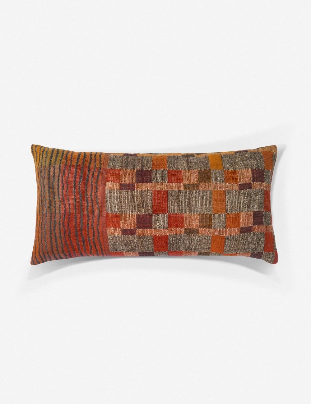 Sienne Lumbar Pillow, Rust and Multi, ED Ellen DeGeneres Crafted by Loloi 27" x 12" - Image 0