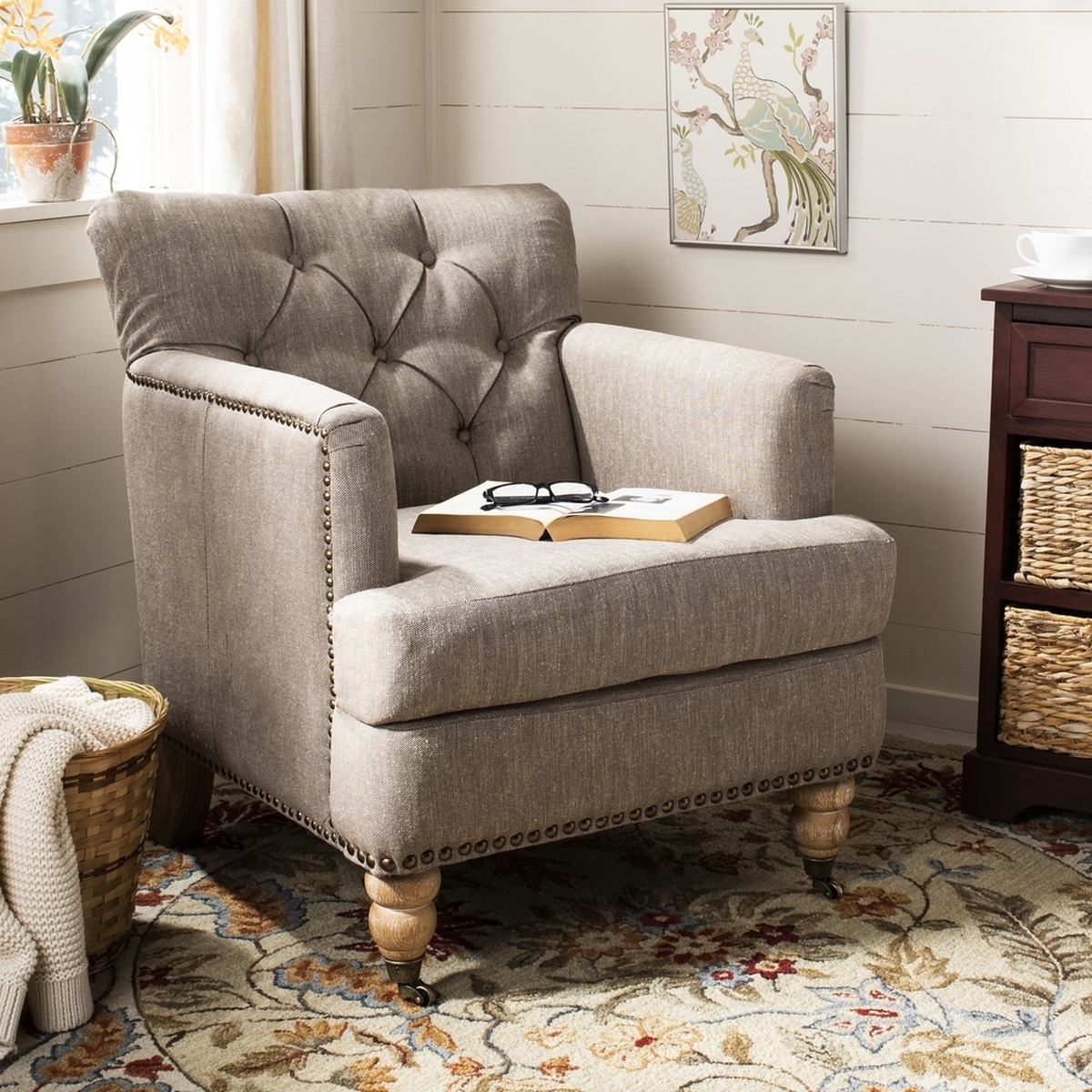 Colin Tufted Club Chair - Taupe/White Wash - Arlo Home - Image 1