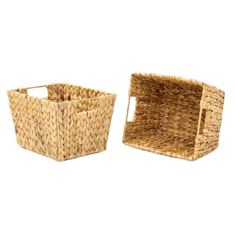 11.5" Hyacinth Storage Wicker Basket with Handles (Set of 2) - Image 0