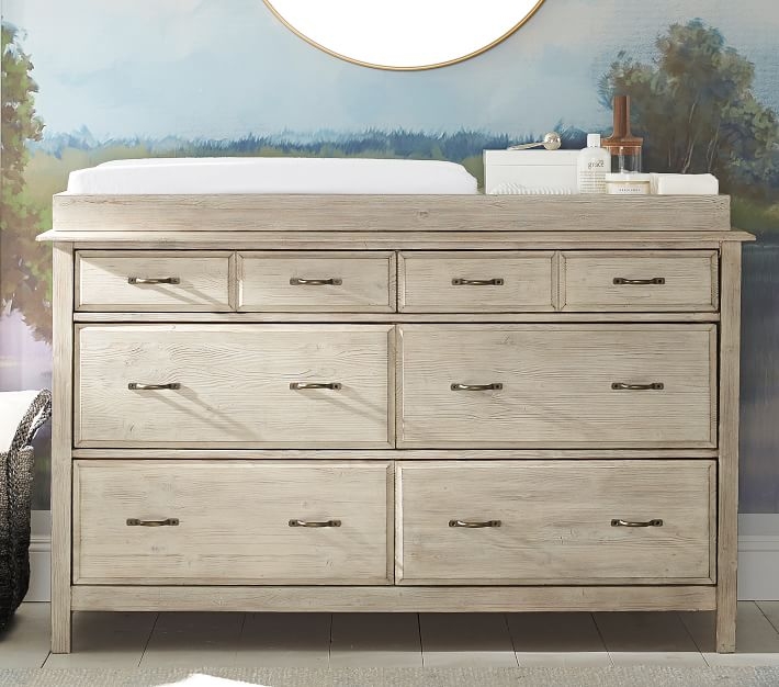Rory Extra Wide Dresser & Topper Set, Weathered White - Image 1