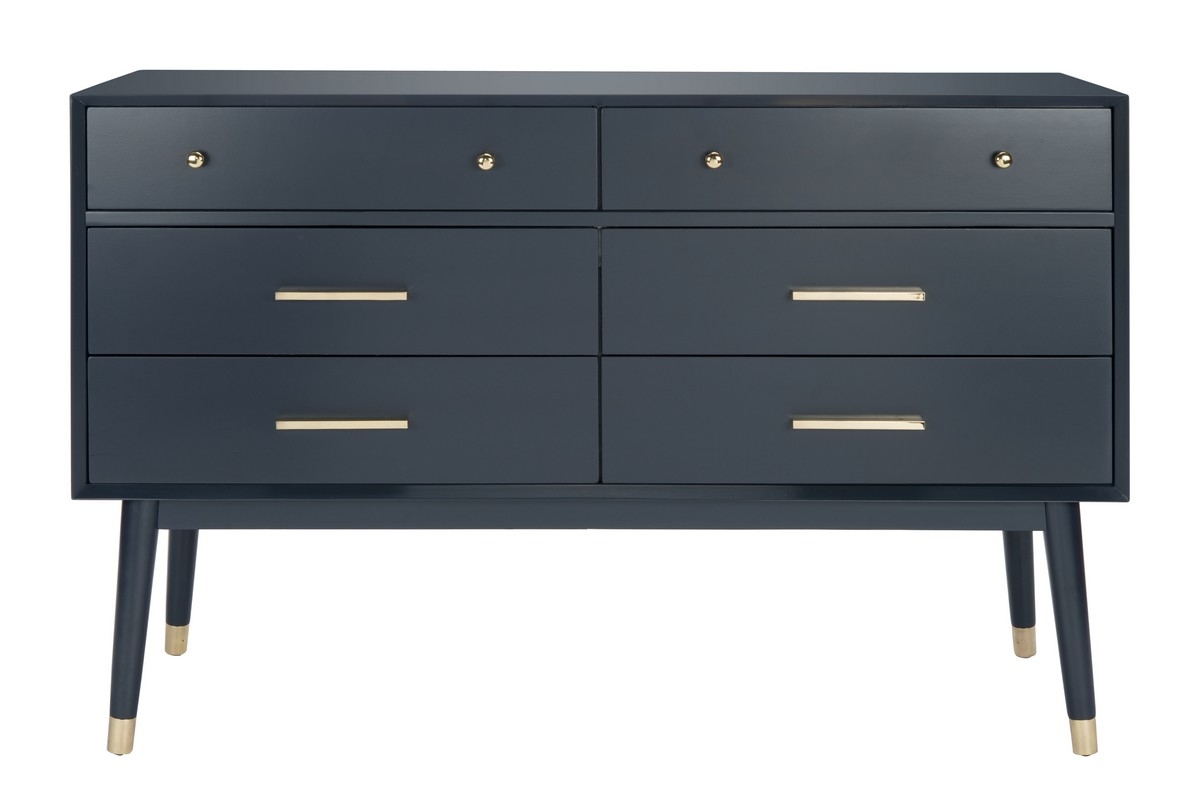 Silija Retro Dresser, Navy & Brass - Image 0