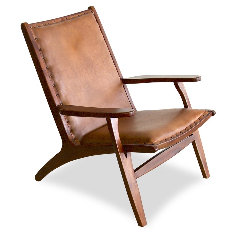 Aarush Tan Leather Lounge Chair - Image 0