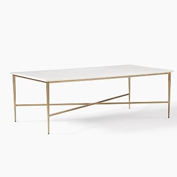 Neve Rectangle Coffee Table, White Marble - Image 1