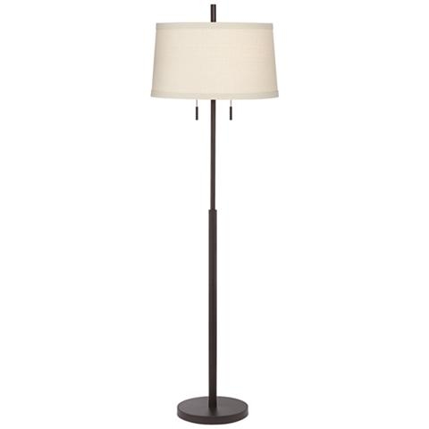 Nayla Bronze Double Pull Chain Floor Lamp Off-White Shade - Image 0