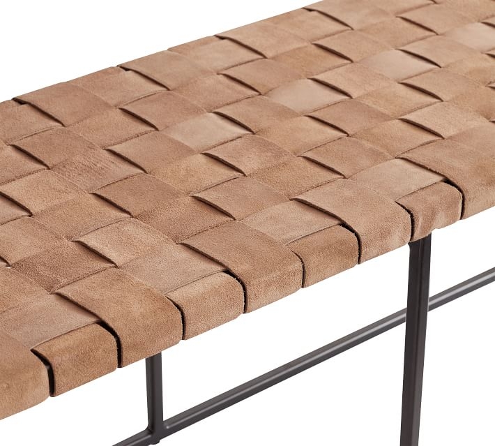 Woven Leather Bench - Image 1