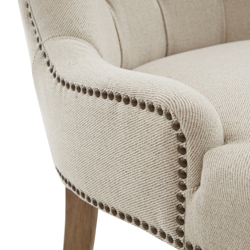 Garnica Tufted Upholstered Wingback Arm Chair in Cream - Image 2