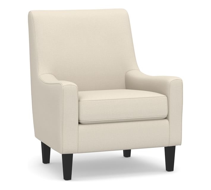 SoMa Isaac Upholstered Armchair, Polyester Wrapped Cushions, Basketweave Slub Oatmeal - Image 0