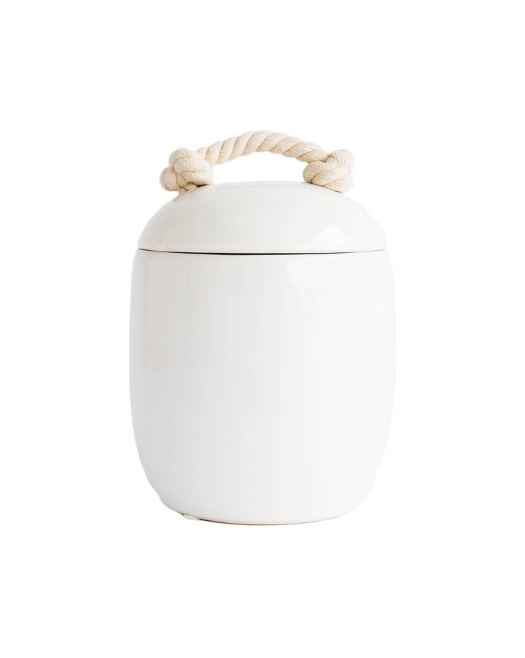 WHITE CANISTER WITH ROPE HANDLE, MEDIUM - Image 0