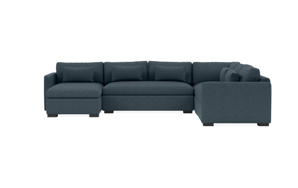 CHARLY Corner Sectional with Left Chaise 143"L x 108" / Indigo + Painted Black Block Leg - Image 5