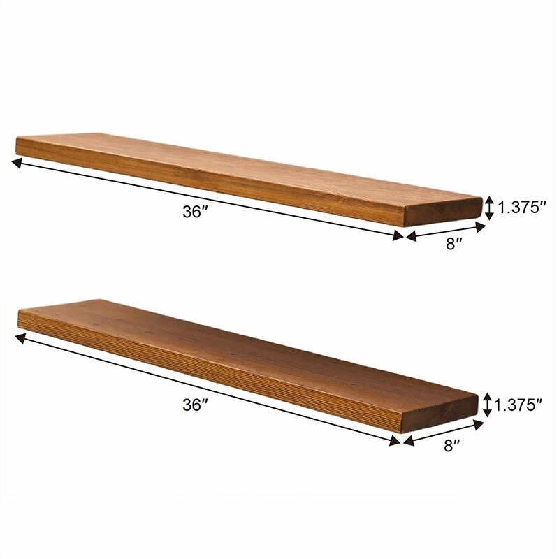 Denton 2 Piece Pine Solid Wood Floating Shelf (Set of 2) - Image 3