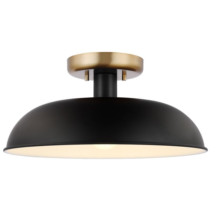 Emerita - 1 Light - Medium Flush Mount Fixture - Matte Black With Burnished Brass - Image 1