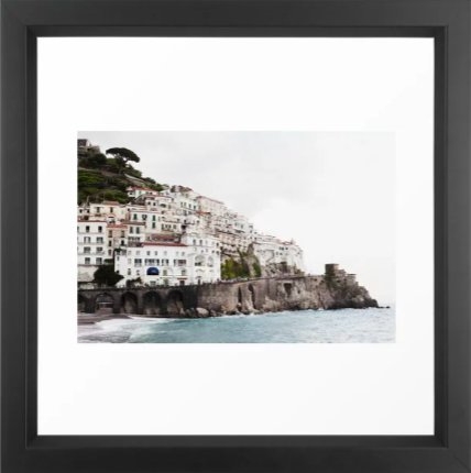 Amalfi Coast Framed Art Print - Vector white - 12 x 12 - Image 0