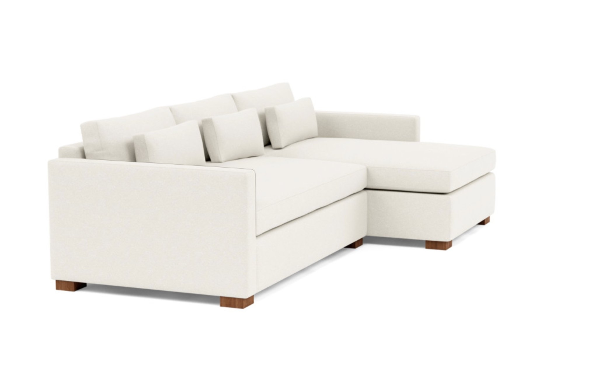 Charly Right Sectional with White Cirrus Fabric and Oiled Walnut legs - Image 1