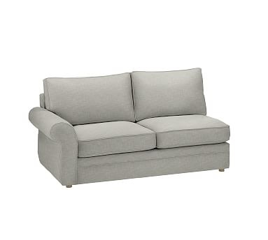 Pearce Roll Arm Upholstered Left-arm Loveseat, Down Blend Wrapped Cushions, Premium Performance Basketweave Light Gray - Image 0