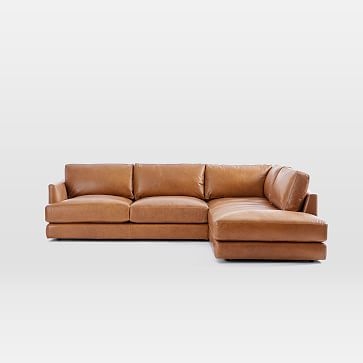 Haven Sectional Set 02: Right Arm Sofa, Left Arm Terminal Chaise, Trillium, Vegan Leather, Molasses - Image 1