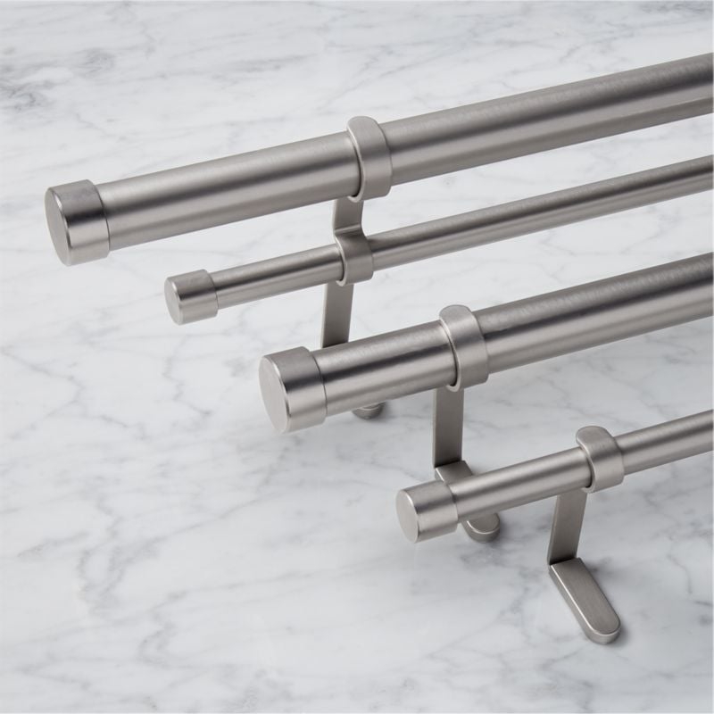 "brushed aluminum double rod curtain rod set 88""-120""" - Image 4