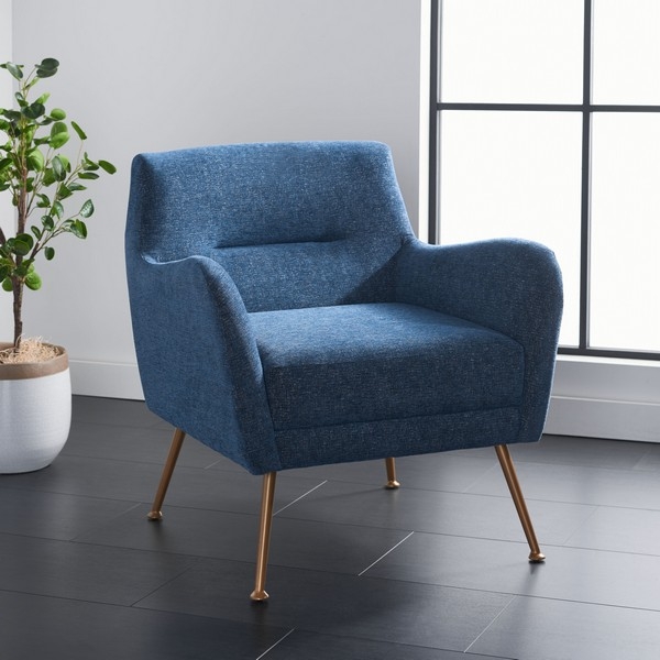 Tilbrook Arm Chair - Navy / Gold - Safavieh - Image 2