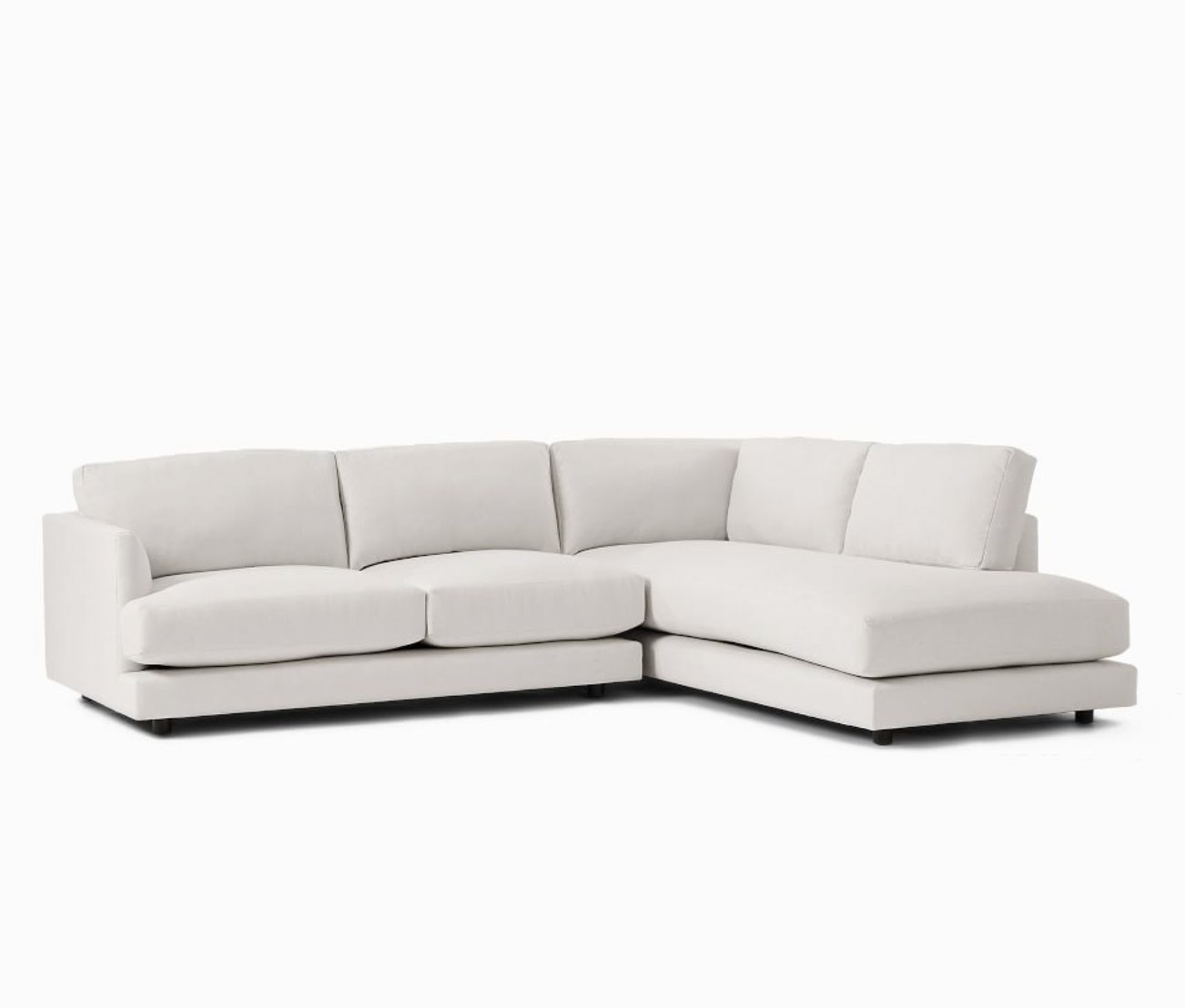 Haven 113" Right Multi Seat 2-Piece Bumper Chaise Sectional, Extra Deep Depth, Yarn Dyed Linen Weave, Alabaster - Image 0