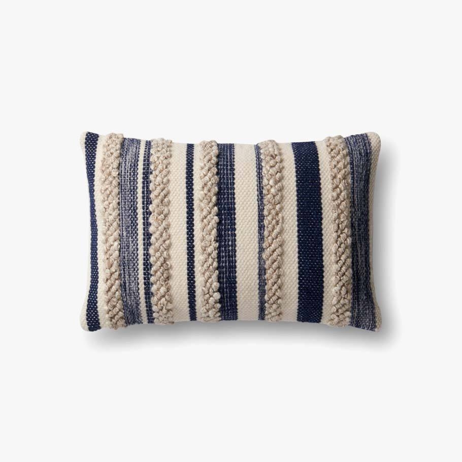 P1022 MH NAVY / IVORY Pillow - With poly Insert - Image 0